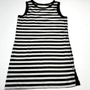 Tranquility by Soma Striped Black and White Pima Cotton Casual Tank  Dress